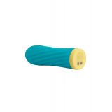 Вибропуля S Pleasures Bullets Twist & Shout Turquoise, бирюзовая, ребристая поверхность, 10 режимов
