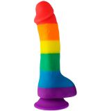 Фалоімітатор з мошонкою Pride Dildo Silicone Rainbow, 14,5х4 см