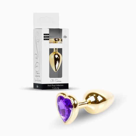 Анальна пробка - Jewellery Gold Heart Plug Purple