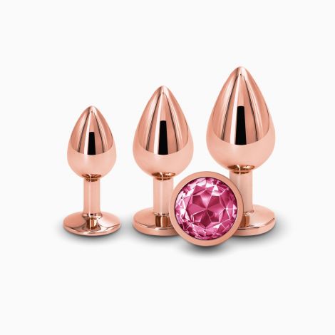 Набір анальних пробок NS Novelties Rear Assets - Trainer Kit - Rose Gold - Pink Gem