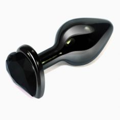 Анальна пробка - Rosebud Heart Metal Plug, чорний