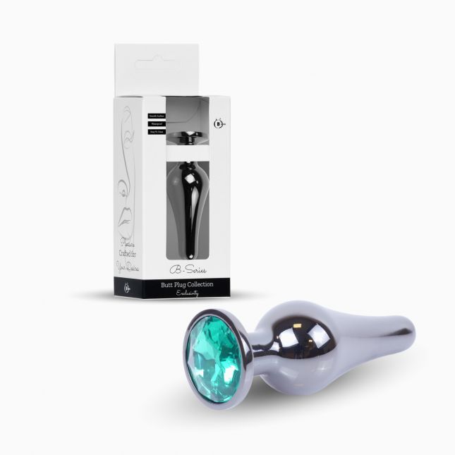 Анальна пробка - Jewellery Dark Silver BUTT PLUG- Green