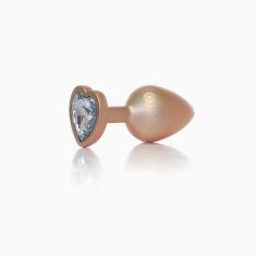 Анальна пробка - Jewellery Pearl Gold Heart Plug Clear L