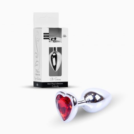 Анальна пробка - Jewellery Silver Heart Plug Red
