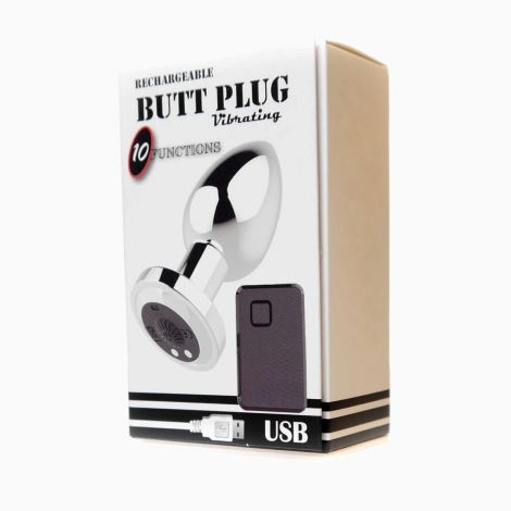 Анальна пробка - Rechargeable Butt Plug Vibrator Silver