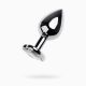 Silver anal plug TOYFA Metal with white heart-shaped gem, length 7 cm, diameter 2,3-3,4 cm, weight 9