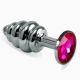 Анальна пробка - Heavy Metal Anal Plug Silver Rosebud Spiral Fuchsia