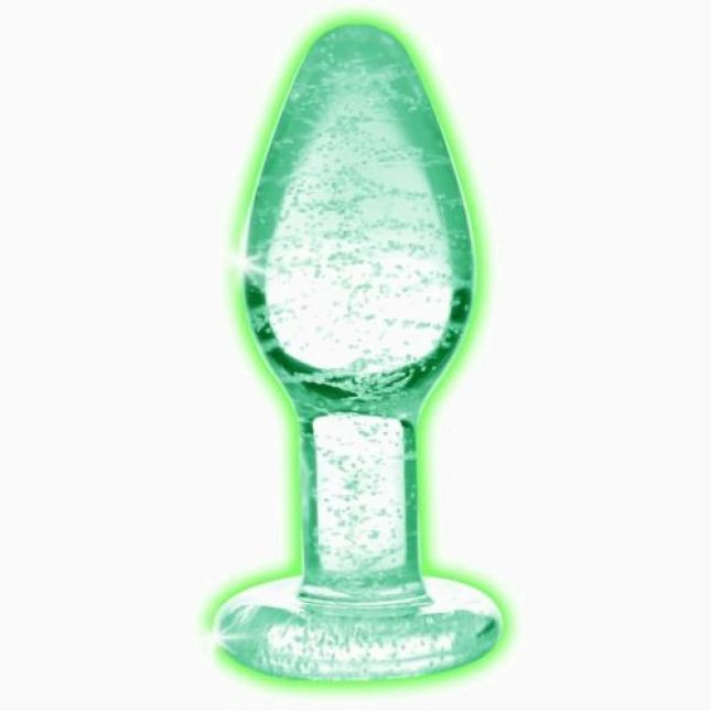 Анальна пробка - Glow in the dark glass anal plug