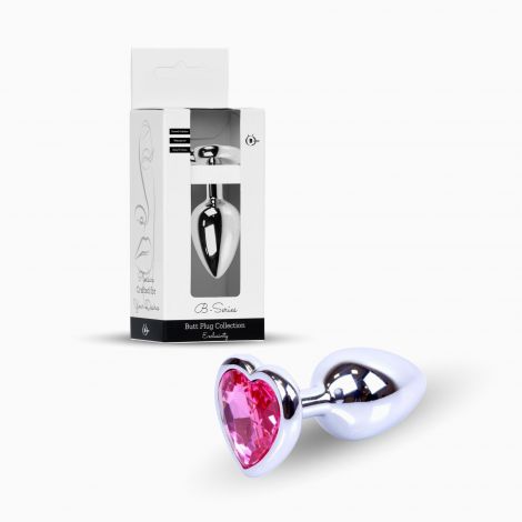 Анальна пробка - Jewellery Silver Heart Plug Pink
