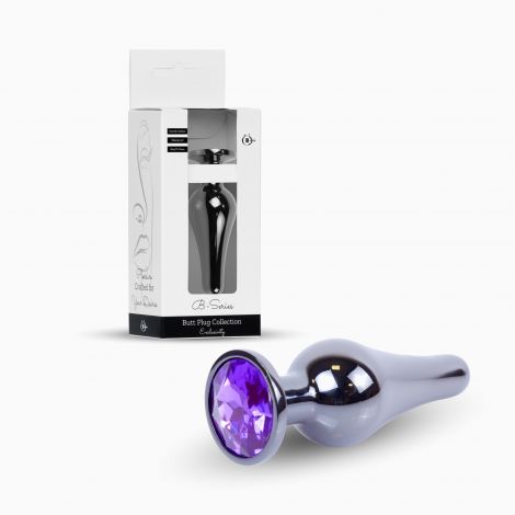Анальна пробка - Jewellery Dark Silver BUTT PLUG- Purple