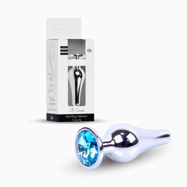 Анальна пробка - Jewellery Silver Long Plug Light Blue