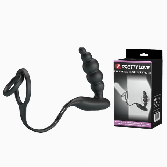 Анальний стимулятор - Pretty Love Vibration Penis Sleeve III Black