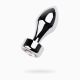 Silver anal plug TOYFA Metal with white round-shaped gem, length 8,2 cm, diameter 2,5-3,8 cm, weight