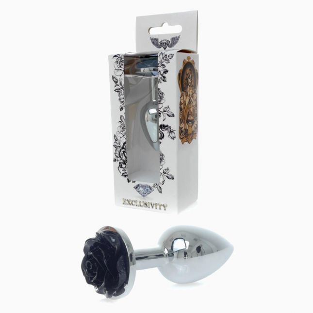 Анальна пробка - Jewellery Silver Rose Plug Black