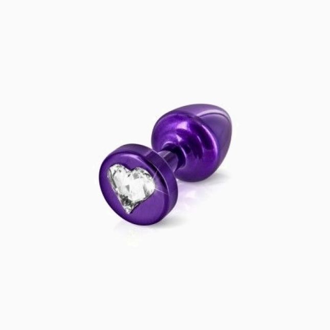 Анальная пробка Diogol Anni R Heart Purple: Кристалл 25мм, с кристаллом Swarovsky в виде сердечка