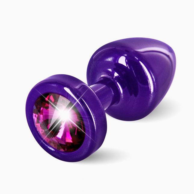Анальна пробка із стразом Diogol ANNI round purple Рубин 25мм