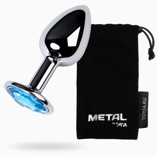 Анальный страз Metal By Toyfa, металл, серебристый, с кристаллом цвета топаз, 7 см, ø 2,8 см, 50 г