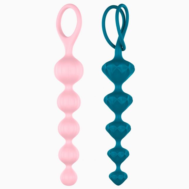 Набор анальных бус Satisfyer Beads Colored, силикон , макс. диаметр 3,3см и 3,5см