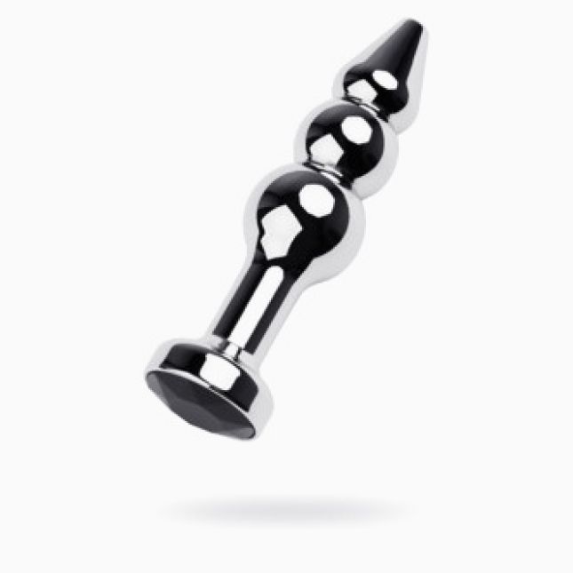 Анальная пробка Metal By Toyfa, металл, серебристый, с кристаллом цвета турмалин, 11 см, ø 3 см, 95