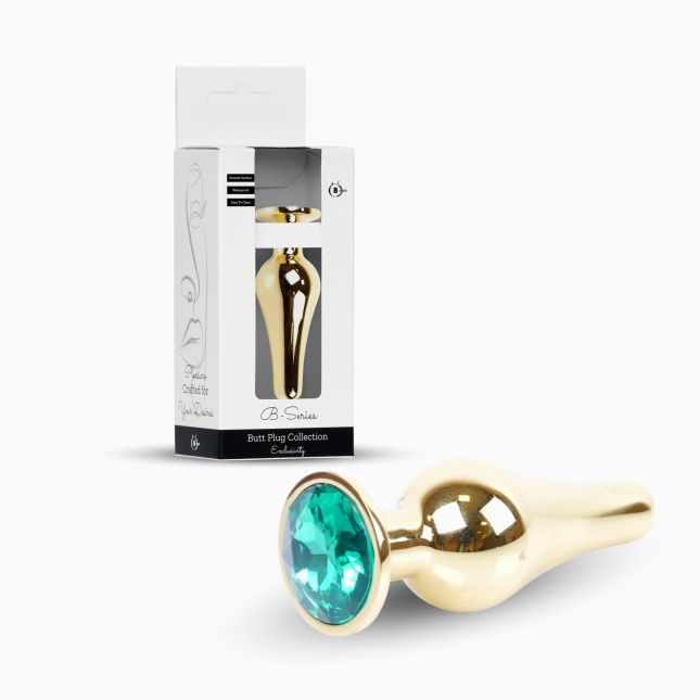 Анальна пробка - Jewellery Gold Long Plug Green
