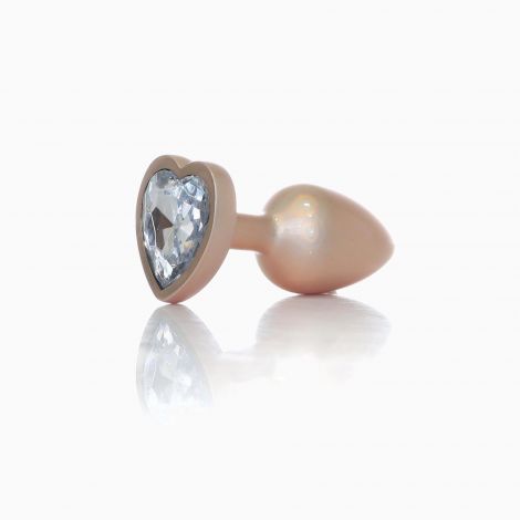 Анальна пробка - Jewellery Pearl Gold Heart Plug Clear S
