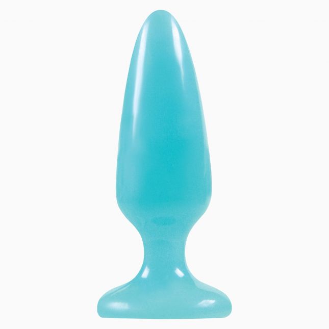 NS Novelties Firefly Pleasure Plug Medium - крупная анальная пробка светящаяся в темноте, 12,7х3,8 см (голубой)