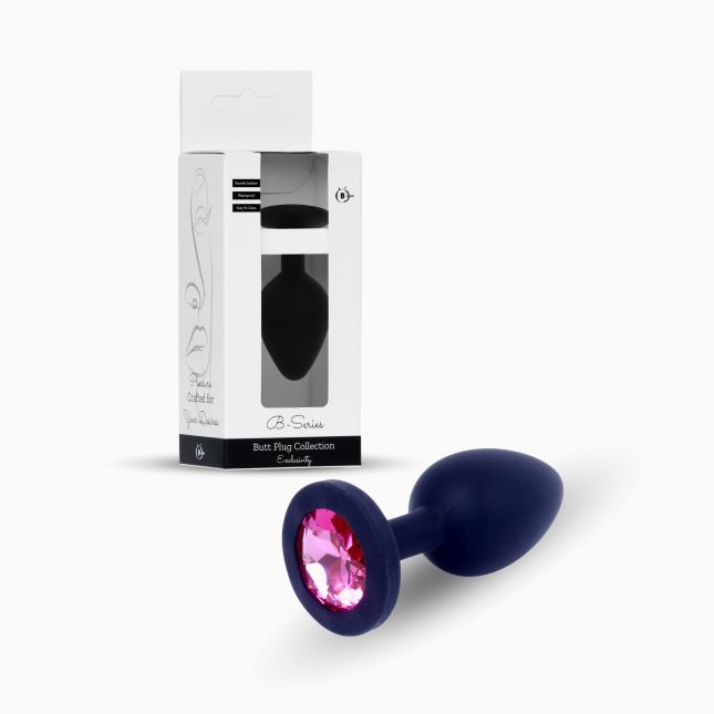 Анальна пробка - Jewellery Silicone Black Plug S Pink