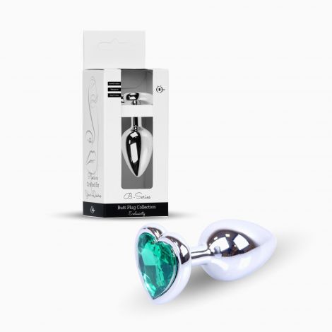 Анальна пробка - Jewellery Silver Heart Plug Green