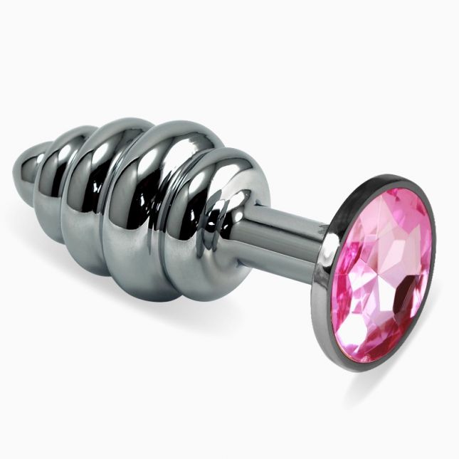 Анальна пробка - Heavy Metal Anal Plug Silver Rosebud Spiral Pink