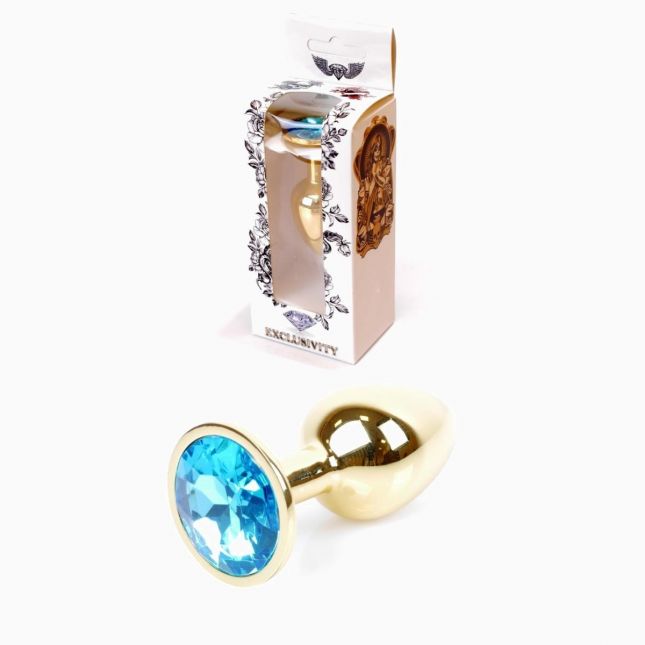 Анальна пробка - Jewellery Gold Plug Light Blue
