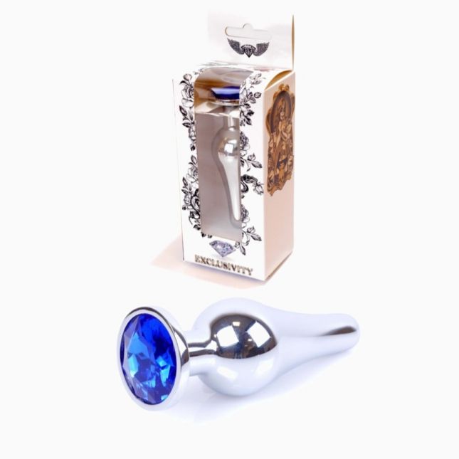 Анальна пробка - Jewellery Silver BUTT PLUG- Dark Blue Анальна пробка - Jewellery Silver BUTT PLUG- Dark Blue