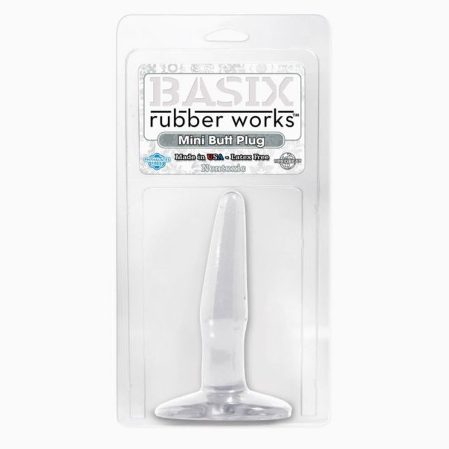 Анальна пробка - Basix Rubber Works, Mini Butt Plug, синій