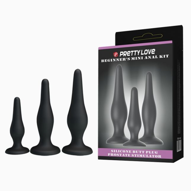 Анальні пробки - Pretty Love Begginer's Mini Anal Kit Black