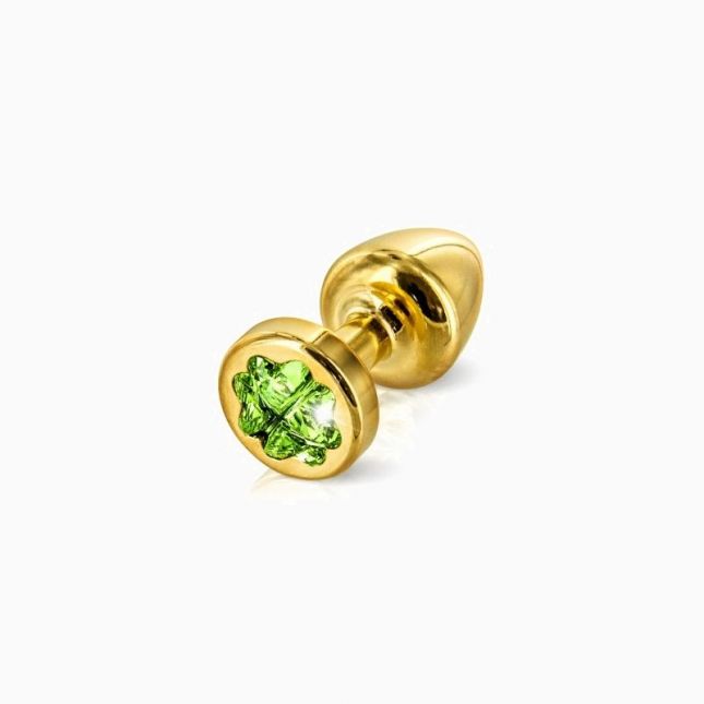 Анальна пробка із стразом Diogol Anni R Clover Gold Смарагд 25мм