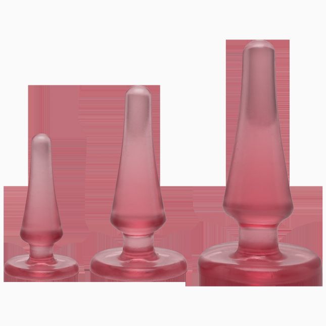 Набір анальних пробок Doc Johnson Crystal Jellies - Pink, макс. діаметр 2см - 3 см - 4 см
