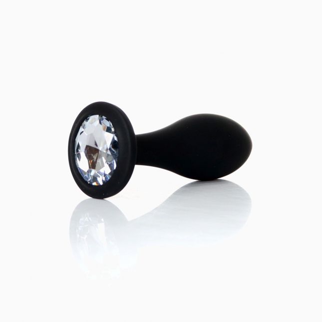 Анальна пробка - Jewellery Silicone Black Plug L Clear