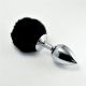 Анальна пробка - Large Silver Plug+Pompon Black