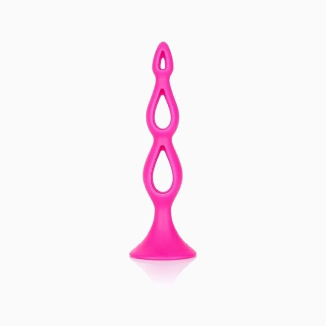 CalExotic Booty Call Silicone Triple Probe - тройная полая анальная пробка, 10,25х3,25 см (розовый)