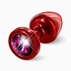 Анальная пробка со стразом Diogol ANNI round red Рубин 25мм