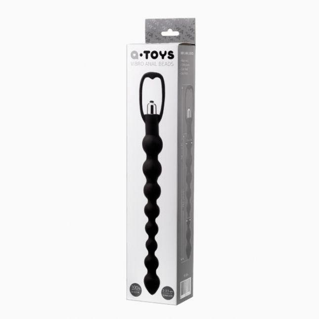 Анальная цепочка Toyfa A-Toys с вибрацией, силикон, черный, 34 см