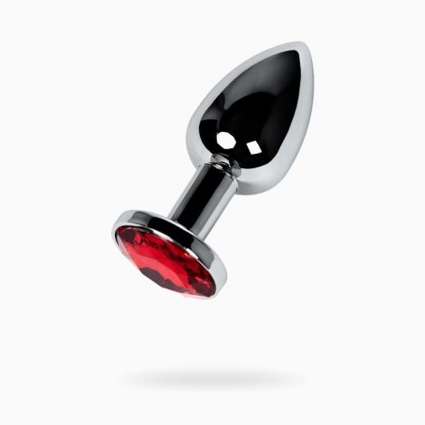 Анальна пробка - Silver anal plug with red gem