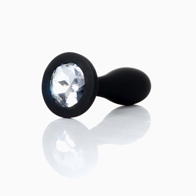 Анальна пробка - Jewellery Silicone Black Plug S Clear Анальна пробка - Jewellery Silicone Black Plug S Clear