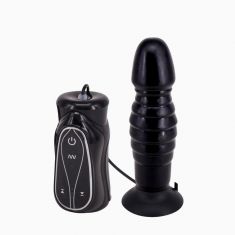 Seven Creations Pleasure Thrust Vibrating Butt Plug - анальна вібропробка з поштовховими рухами, 14х4 см
