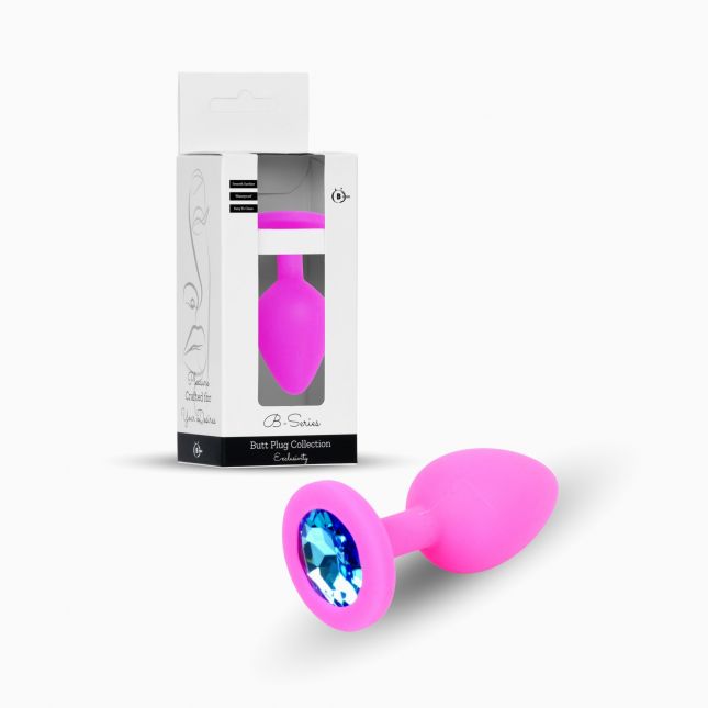 Анальна пробка - Jewellery Silicone Pink Plug M Light Blue