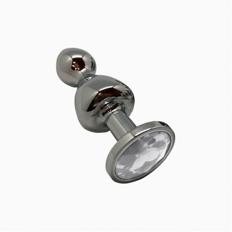 Металева анальна пробка Wooomy Lollypop Double Ball Metal Plug M, діаметр 3,1 см, довжина 9,4 см