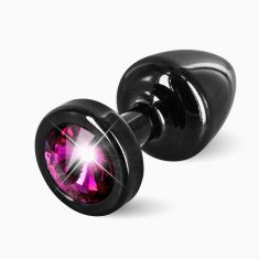 Анальная пробка со стразом Diogol ANNI round black Рубин 25мм