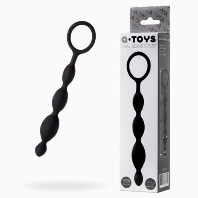 Анальний стимулятор - A - Toys, Anal chain, silicone, black, 19,5 cm