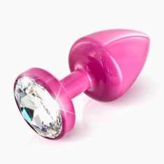 Анальная пробка Diogol ANNI round pink 30мм, с кристаллом Swarovsky