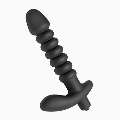 Prostatic Play Quest Ribbed Silicone Prostate Vibe - анальний вібратор, 14х3.6 см