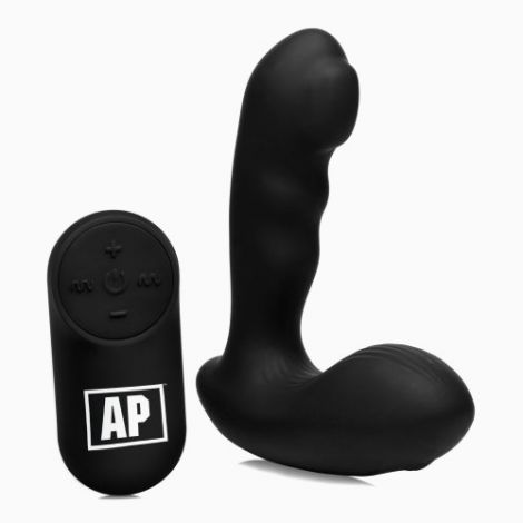 Xr Brands 7X P-MILKER Silicone Prostate Stimulator with Milking Bead - массажер простаты,(черный) 9.2х3.3